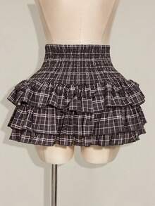 SHEIN ICON Váy xếp ly eo kẻ caro thời trang dành cho nữ cỡ lớn - Nhiều màu - Xem 2