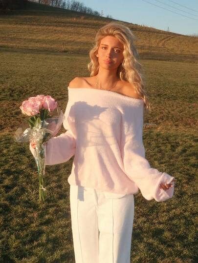 Sydney Algeri New Autumn/Winter Soft & Sweet Casual Loose Fuzzy Knit Pullover Sweater For Women,Cozy Fall And Winter Clothes For Women