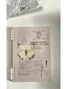 1pc A5/B5 Notebook,Butterfly Theme,Loose Leaf Notepad,Light And Soft Series,Suitable For Daily Study,School And Office Supplies,Back To School Supplies,Creative Gift For Christmas, Birthday - Multicolor - View 7