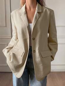 DAZY Women's Loose Fit Old Money Design Casual Blazer Jacket, Versatile For Spring, Summer, Autumn, Winter