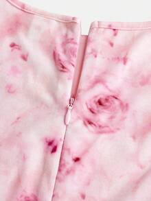 Firerie Kids 少女粉色碎花束腰公主裙，休闲日常、正式场合、派对、生日、姐妹装，适合女孩日常穿着、假期、家庭聚会和特殊场合，姐妹装风格，春夏款，可爱、优雅、甜美、复古、时尚。母女装、姐妹装。 - 粉色 - 查看 6