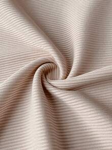 Elenzga 大码女式纯色春夏不对称肩部褶皱腰部短袖长款连衣裙，简约优雅的办公室着装 - 杏色 - 查看 7