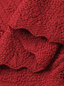 DAZY Women's Round Neck Single-Breasted Short Sleeve Fitted Fashionable Knit Cardigan - Red - View 11