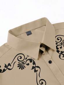 Manfinity Nomadique Men's Western Style Fashion Print Single-Breasted Shirt - Khaki - View 5