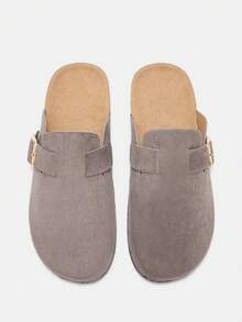 CUCCOO CURVES Women's Casual Slip-On Mule Shoes With Buckle Design - Dark Grey - View 5