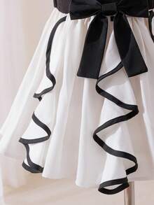 SHEIN 女婴时尚优雅连衣裙，圆领荷叶袖，波浪前摆，迷人风格，适合派对、休闲、送礼，春夏皆宜 - 彩色 - 查看 5