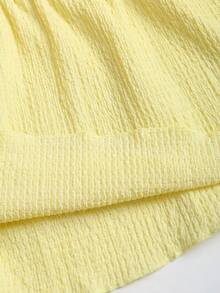 Sweetra 女士纹理针织露背吊带系带浪漫优雅度假连衣裙，春秋季 - 黃色 - 查看 4