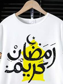 SHEIN 2pcs/Set Teenage Boys Short Sleeve Round Neck T-Shirt + Pocket Shorts Set