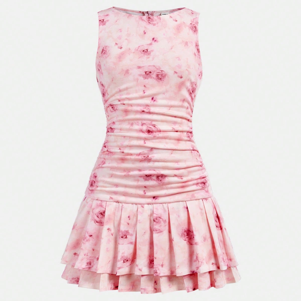 Vestido de princesa con cintura ceñida con estampado floral rosa para niñas preadolescentes, informal para uso diario, formal, fiesta, cumpleaños,