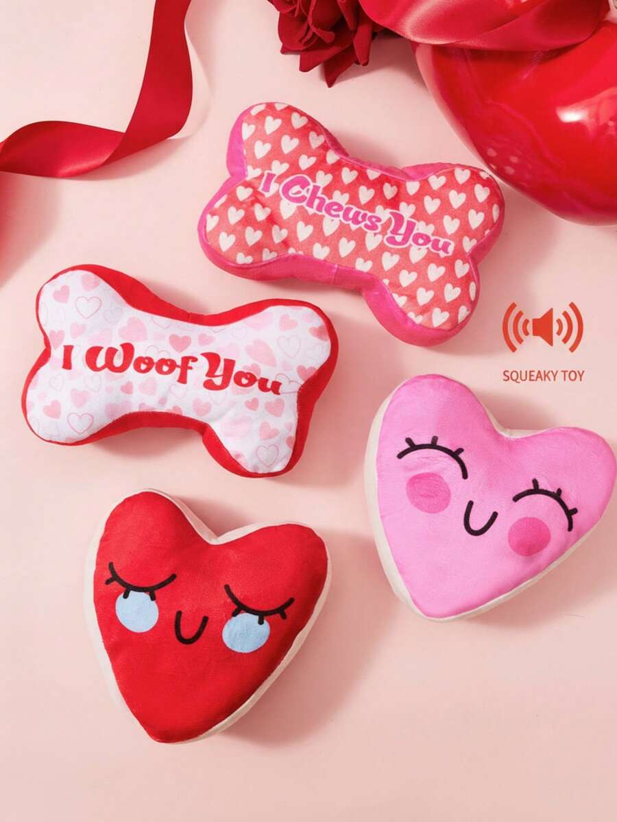 PETSIN Đồ chơi gặm nướt bằng vải nhung cho chó, món quà lý tưởng cho ngày Valentine. Bền chắc và phát ra âm thanh giúp giảm căng thẳng khi mọc răng ở cún con. Họa tiết trái tim dễ thương, màu hồng và đỏ. Món quà Valentine hoàn hảo cho chó nhỏ, vừa và lớn. - Nhiều màu - Xem 1