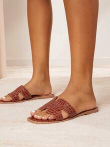 SHUZIA Women's Fashionable Versatile Casual Flat Sandals Summer Shoes Spring Shoes Spring Break Easter Vacation Shoes Casual Shoes Beach Shoes Mother's Day Present Valentine's Day - Chocolate Brown - View 8