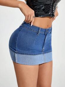 Jeanoix Women's Sexy Fitted Mini Denim Skirt, Summer - Dark Wash - View 4