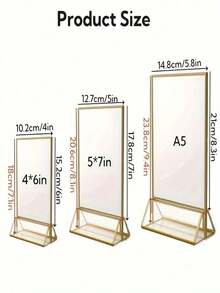 1 Stück goldfarbener transparenter Acryl Tischkartenhalter. Goldfarben beschichteter Rand, beidseitig nutzbarer Menüständer. Acryl Fotorahmen, geeignet für: Hochzeit, Getränke, Restaurant, Bankettbeschilderung, Preisschilder, Rezeptkarten-Präsentation im Geschäft. (Produkt mit Schutzfolie) - Verschiedenfarbig - Übersicht 8