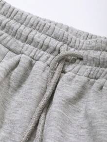 Livesso Solid Color Loose Straight Leg Women Sweatpants With Pockets And Drawstring Waist,Women Joggers Fall - Grey - View 9