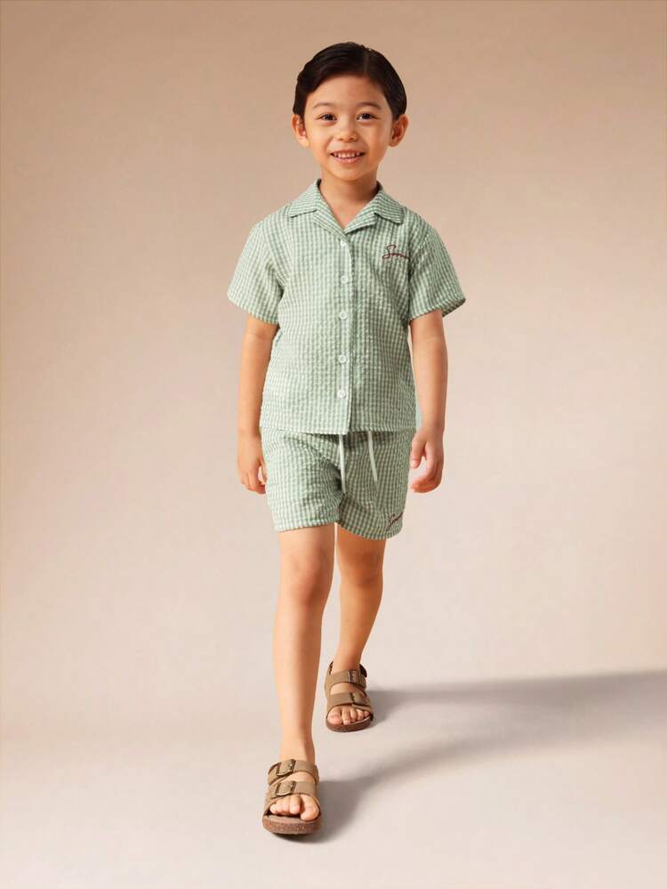Striped Button Down Shirt With Matching Shorts