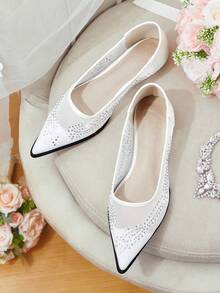 CUCCOO HITCHD 女士尖头水钻装饰百搭平底鞋 - 白色 - 查看 5