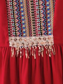 SHEIN Tween Girl V-Neck Geometric Print Long Shirt Blouse And Wide Leg Pants Casual Outfit رمضان Tween Girl Casual Round Neck Short Sleeve Top And Ditsy Floral Pants Set الملابس التقليدية العربية,Kids - Red - View 8