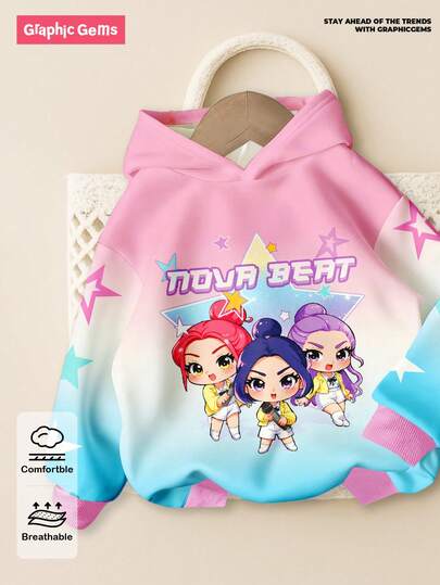 GraphicGems 1 pieza Sudadera de manga larga con estampado de teñido anudado de niña joven estilo K-POP, cómoda y gruesa sudadera de punto para niñas jóvenes para uso diario y vacaciones, adecuada para otoño/invierno