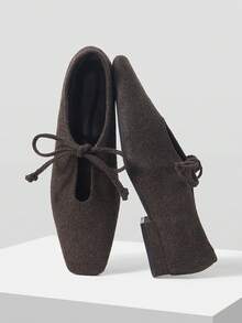 Mnmlis 欧洲复古方头平底高帮女鞋春秋新款百搭简约皮鞋 - 卡其色 - 查看 5