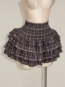 SHEIN ICON Váy xếp ly eo kẻ caro thời trang dành cho nữ cỡ lớn - Nhiều màu - Xem 7