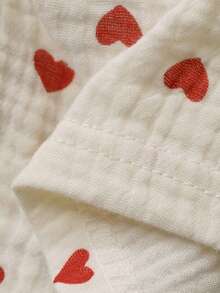 DAZY 女婴爱心印花纽扣长袖上衣和裤子睡衣套装 - 白色 - 查看 8