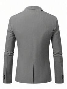 Manfinity Mode 男士太空染色口袋单排扣西装外套，正装衬衫商务休闲优雅修身西装