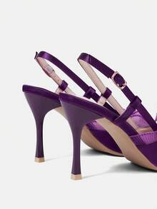 CUCCOO HITCHD Women's Pointed Toe Buckle Design Fashionable High Heels, Versatile For Daily Wear Wedding Shoes Summer Shoes Bride Shoes - Purple - View 11