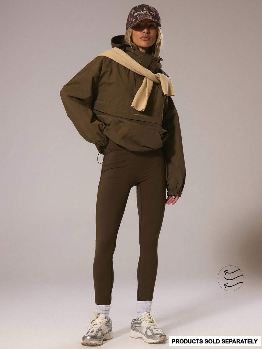 Musera Sport 运动高腰紧身裤套装(仅下装)板式网球冬季运动服 健身房锻炼探索者 - 咖啡棕 - 查看 1