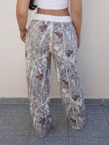 Vassilux 女款树枝图案阔腿休闲裤 - 白色 - 查看 2