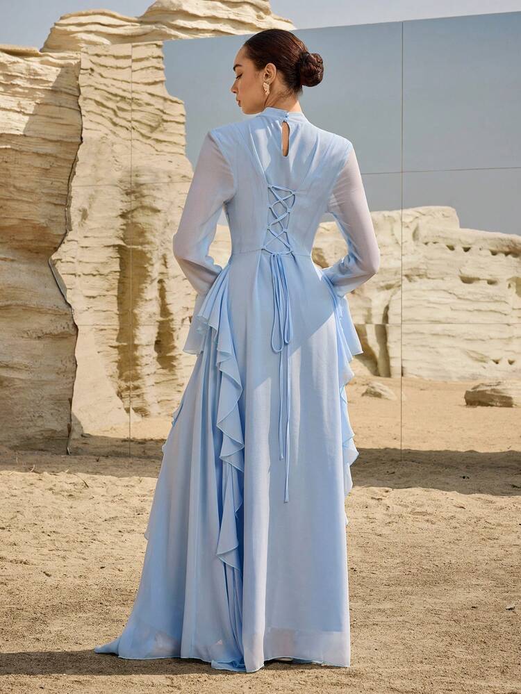 ice blue dress with sleeves SO ONLINE AU Lucile Long Sleeve Maxi Dress, Ice Blue, AU10 US6
