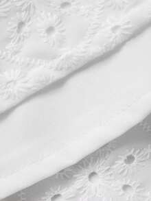 DAZY Women's Elegant White Round Neck Embroidered Shirt Dress, Spring/Summer - White - View 8