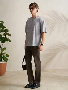 Manfinity Dauomo Men's Splatter Print Round Neck Short Sleeve Casual Versatile T-Shirt - Grey - View 7