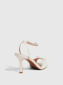 CUCCOO CHICEST Women Shoes White PU Love Rhinestone Buckle Design Fashionable And Elegant Spring And Summer Elegant Round Toe Ankle Strap Stiletto Sandals Summer Shoes - White PU - View 3