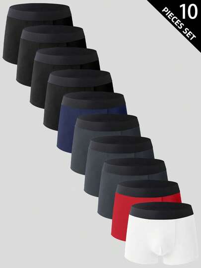 Manfinity Underwear&Sleepwear Basics 10 قطعة/عبوة سراويل داخلية رجالية مريحة وخالية من الحواف