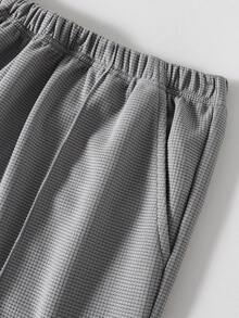 Conjunto de camisetas casuales holgadas con textura de gofre para adolescentes varones, tela cómoda adecuada para uso casual diario - Gris - Ver 5