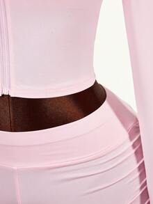 Amplova 2026新款基础款三件套，运动外套，休闲收腰女装 - 粉色 - 查看 14