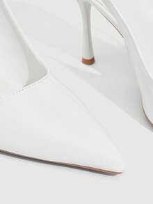 CUCCOO SZL Women's Pointed Toe Stiletto Heel White Slingback Pumps, Elegant For Wedding, Party, Banquet, Minimalist & Fashionable High Heels - White - View 5