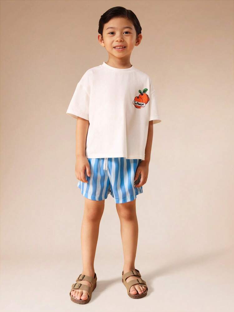 Oversized T-Shirt And Striped Shorts Set