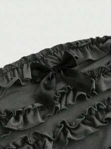 ROMWE Grunge Punk Mono mini con volantes multicapa de color negro sólido estilo Harajuku chic para mujer de talla grande - Gris Oscuro - Ver 2