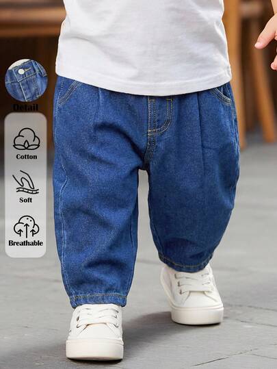 LMoss Kids 男童/幼儿深蓝色牛仔锥形裤