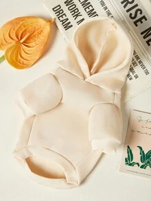 PETSIN Áo hoodie in chữ cho thú cưng, màu be dày dặn ấm áp, thích hợp cho mùa thu đông. - Màu trắng - Xem 3