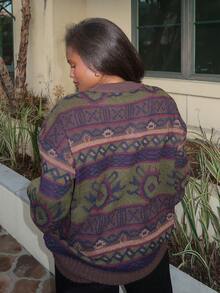 Tyla Gomez Geo Pattern Drop Shoulder Sweater, långärmade toppar - Multifärgad - Visa 2