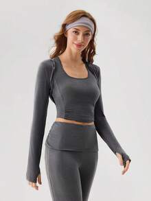 OutZeal Workout Sets Women Sports Tank Summer Gym Top Daily Casual Soft Tencel Bra-In Tight-Fit - Dark Grey - View 7