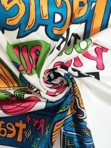 INAWLY 夏季休闲拼色标语印花T恤 - 彩色 - 查看 3