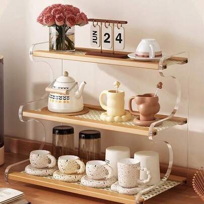 Madebyblanc Giá đựng cốc, kệ đựng cốc, giá đựng tách trà cao cấp để bàn dùng trong gia đình, giá đựng bộ ấm trà, tủ đựng đồ, giá đựng cốc nước.