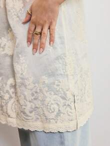 Aralina Women's Casual Elegant Thin Strap Sheer Lace Long Top Party Dresses Perfect For Going Out Outfits Christmas New Years And Thanksgiving Outfits - Apricot - View 9