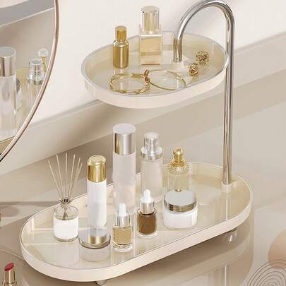 Madebyblanc 1 Kệ đựng đồ hai tầng, dùng cho bàn làm việc, phòng tắm, đựng mỹ phẩm, phụ kiện, đồ trang trí, hộp đựng đồ, khay khách sạn.