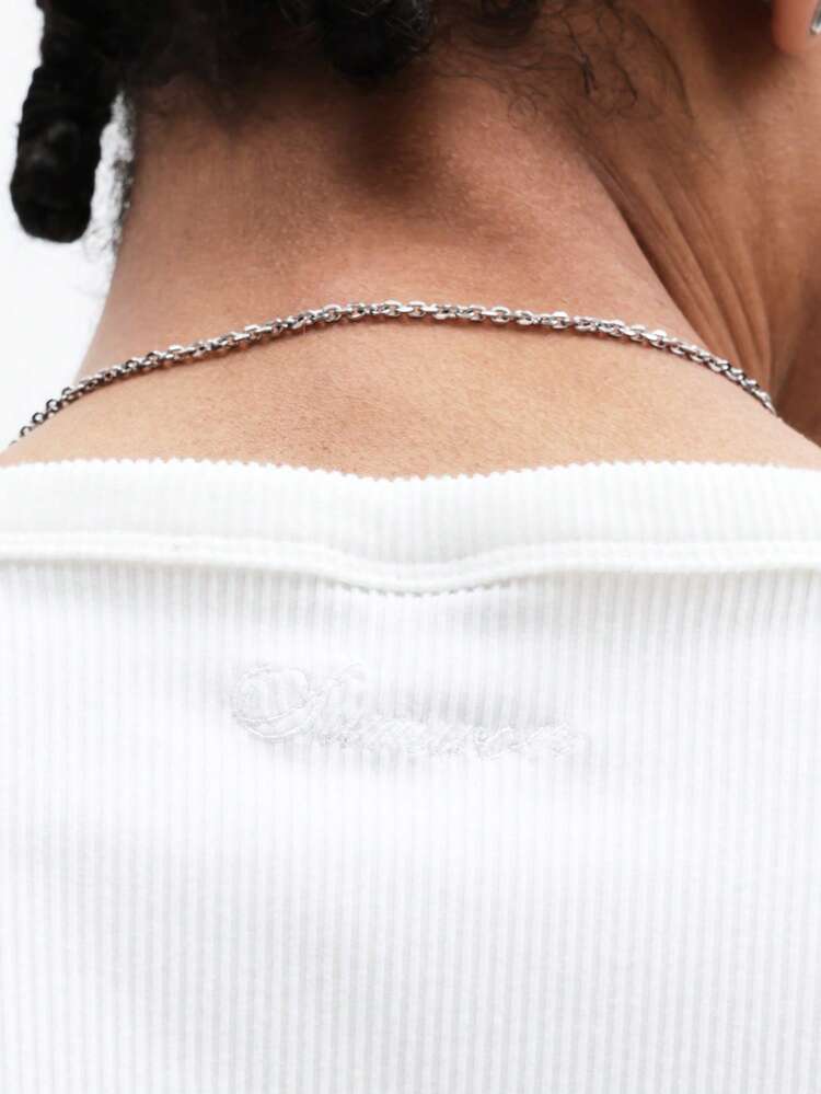 Canotta a coste con scollo rotondo