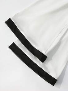 GlowEve Women's Long Sleeve Dress, Fashion Color Block Design Cinched Waist Minimalist, Metal Buckle Decor, Suitable For Daily Commute, Party, Spring/Summer - White - View 4