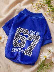 PETSIN 1 Áo nỉ in chữ kỹ thuật số, dày dặn và ấm áp cho thú cưng vào mùa thu và mùa đông, màu xanh dương. - Màu xanh lam - Xem 1